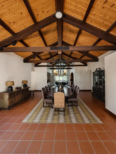 Interior dining room with painted walls and trim