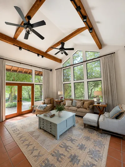 Interior room with painted walls and natural light
